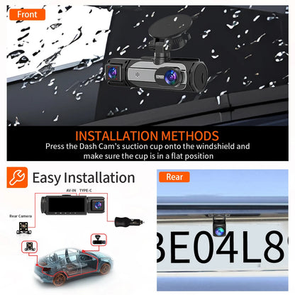 3 Cameraes Dash Cam 1080P Front and rear view camera