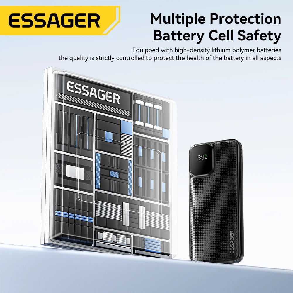 Essager Portable Power Bank 20000mAh with Two Built-in Cables
