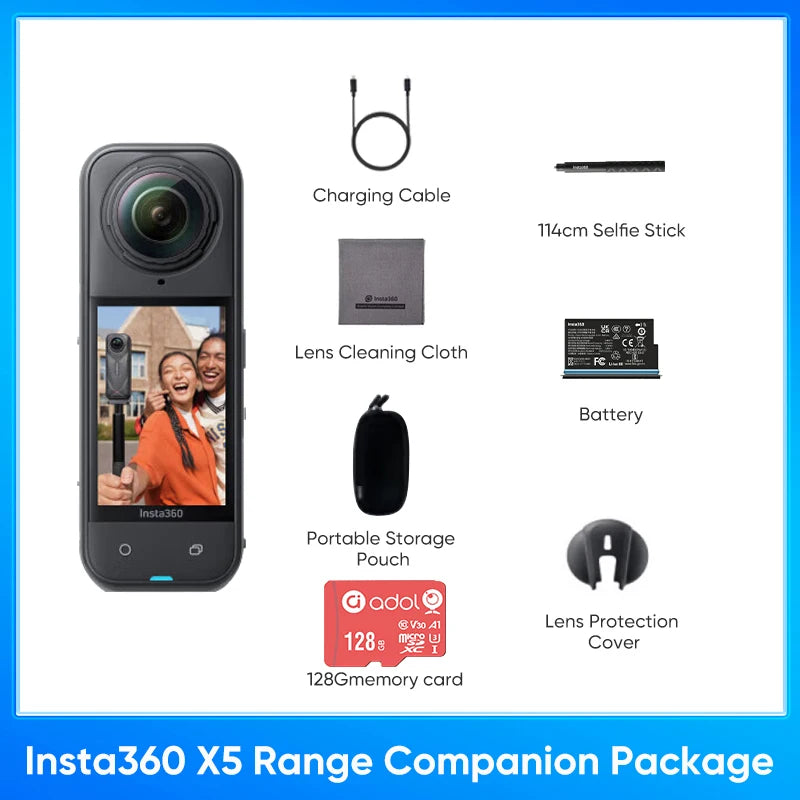 Insta360 X5 360 Action Camera 2025 New 8K 30fps Replaceable Lenses