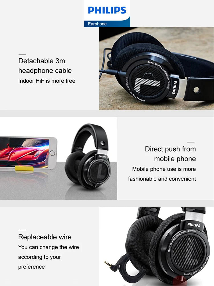 Philips Original SHP9500 Wired Headphones HiFi Stereo HD Mic