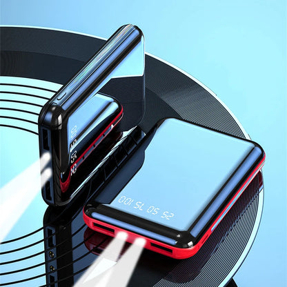 20000mAh Mini Power Bank Portable Charger Mirror Screen LED Digital