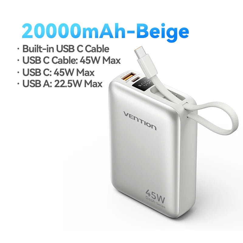 Vention CCC 45W 20000mAh Power Bank Fast Charging Portable