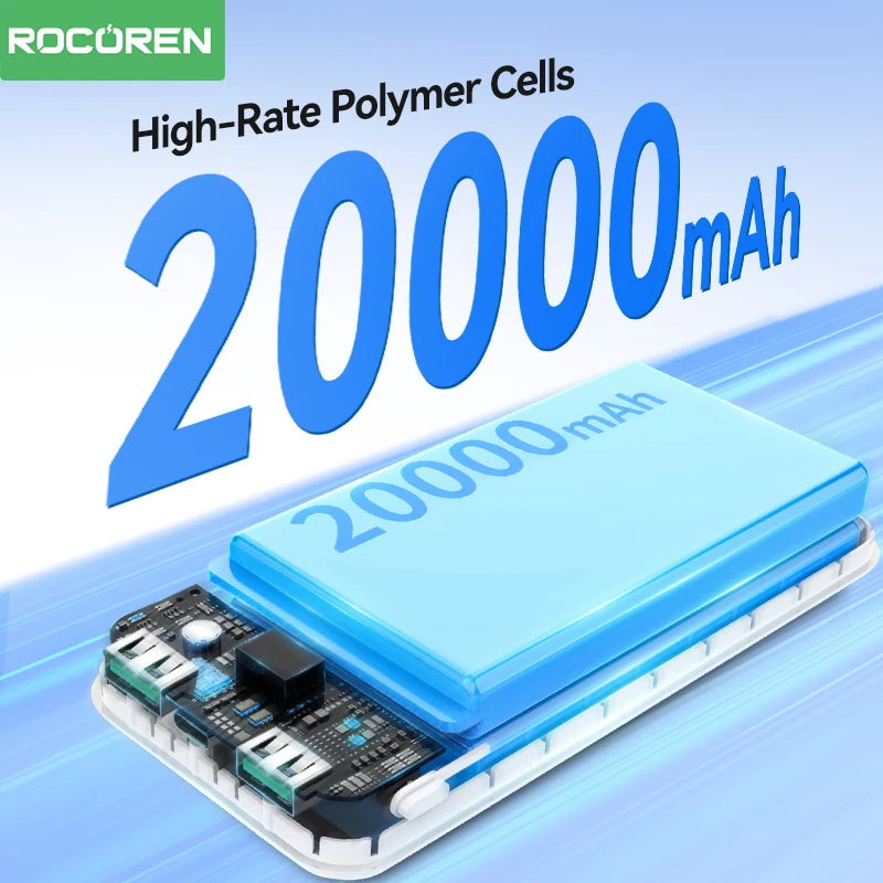 Rocoren 22.5W Power Bank 20000mAh QC PD 3.0 Fast Charge