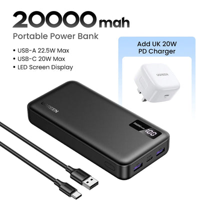 UGREEN 20000mAh PD 20W Power Bank Fast Charge Portable