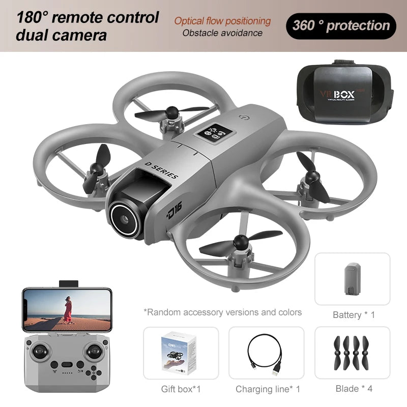 D16 Mini Drone 8K HD-VR Dual-camera 180 °