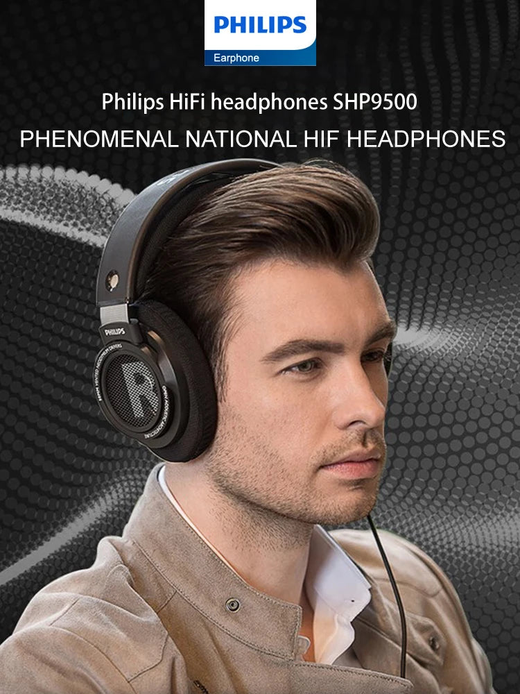 Philips Original SHP9500 Wired Headphones HiFi Stereo HD Mic