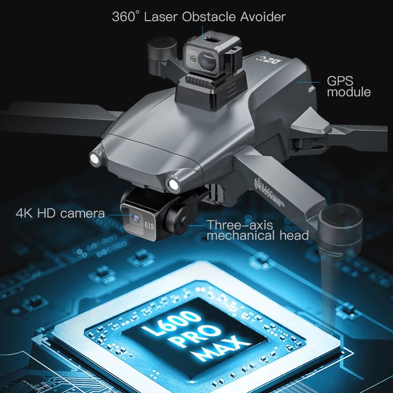 New L600 PRO MAX/PRO GPS Drone 5KM 4K Professional HD Dual Camera