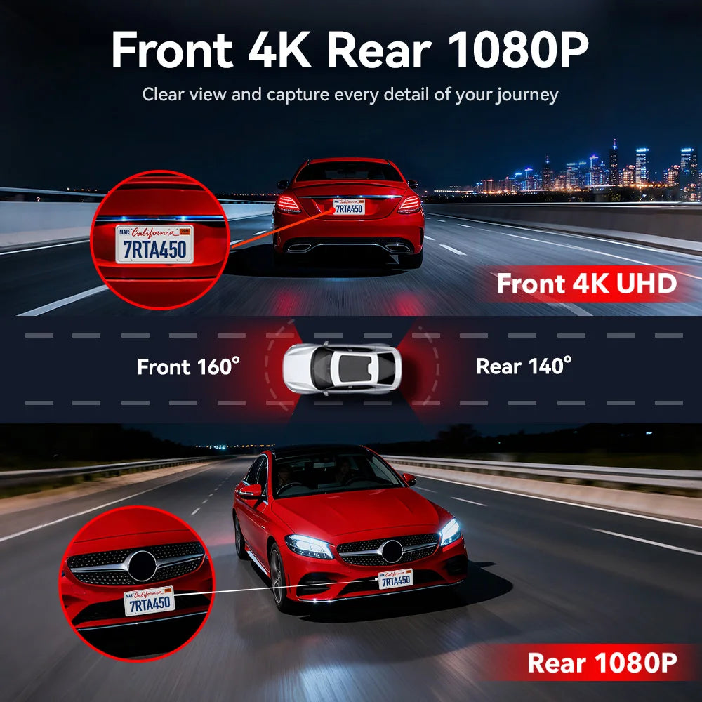 REDTIGER  A4 4k Dash Cam Front and Rear Drive Recorder
