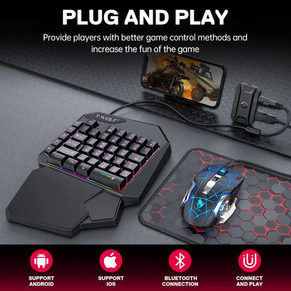 Kit Mobilador Gamer Kit Gaming Keyboard Mouse Mobile Games Converter 3 In 1 Combo