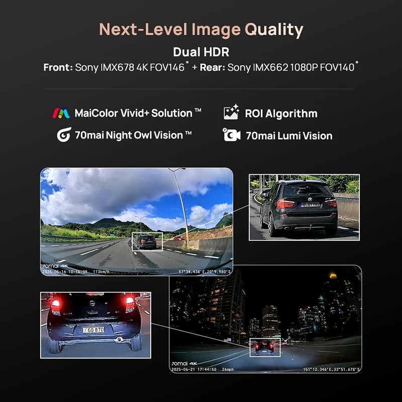 New 70mai 4K Dash Cam A810S HDR Supercapacitor