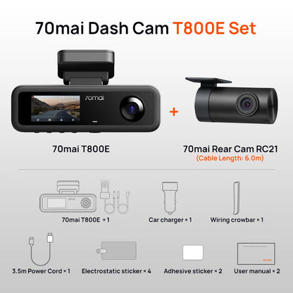 70mai 4K T800E 3-Channel Dash Cam Front Rear Interior 3-in-1