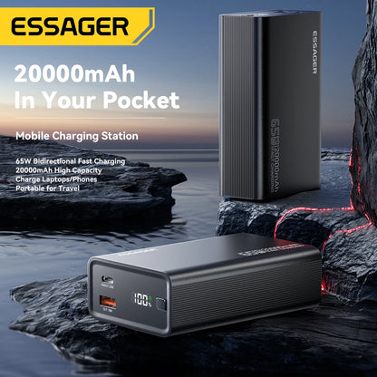 Essager Power Bank 20000mAh Portable PD 65W Fast Charging