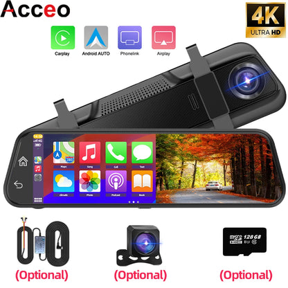 4K HD Car DVR Touch Screen Carplay & Android Auto Dash Cam