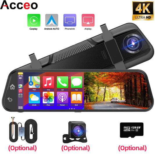 4K HD Car DVR Touch Screen Carplay & Android Auto Dash Cam