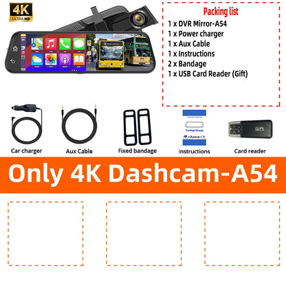 4K HD Car DVR Touch Screen Carplay & Android Auto Dash Cam
