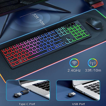 JOMAA 2.4G Wireless Keyboard Mouse Combo RGB