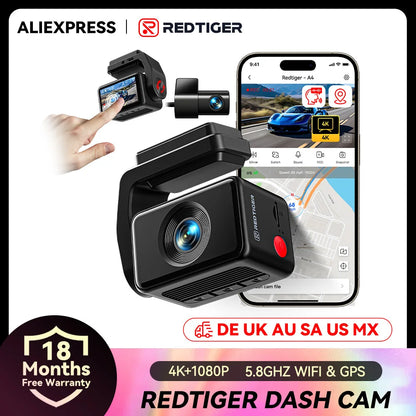 REDTIGER  A4 4k Dash Cam Front and Rear Drive Recorder