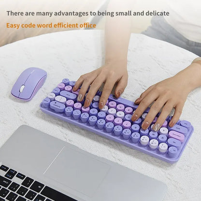 MOFII Wireless Keyboard and Mouse, Cute Colorful 68 Round Keycap