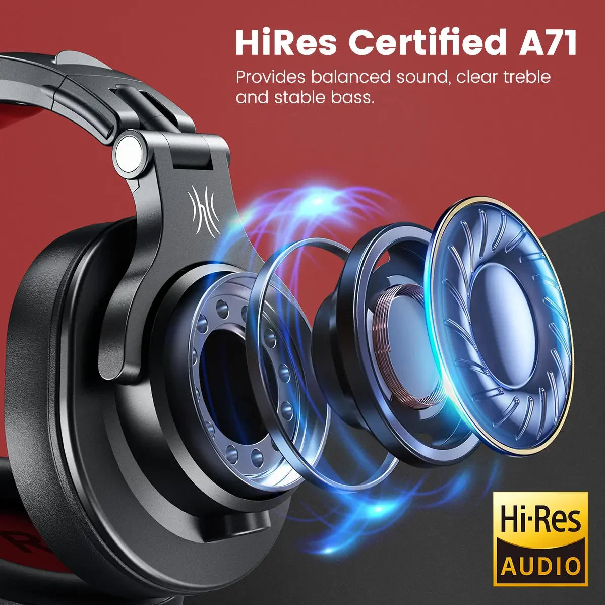 Oneodio A71 Wired Over Ear HiFi Headphones With Mic Studio DJ Headphone