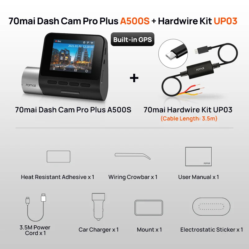 70mai Dash Cam Pro Plus A500S 1944P ADAS GPS Camera