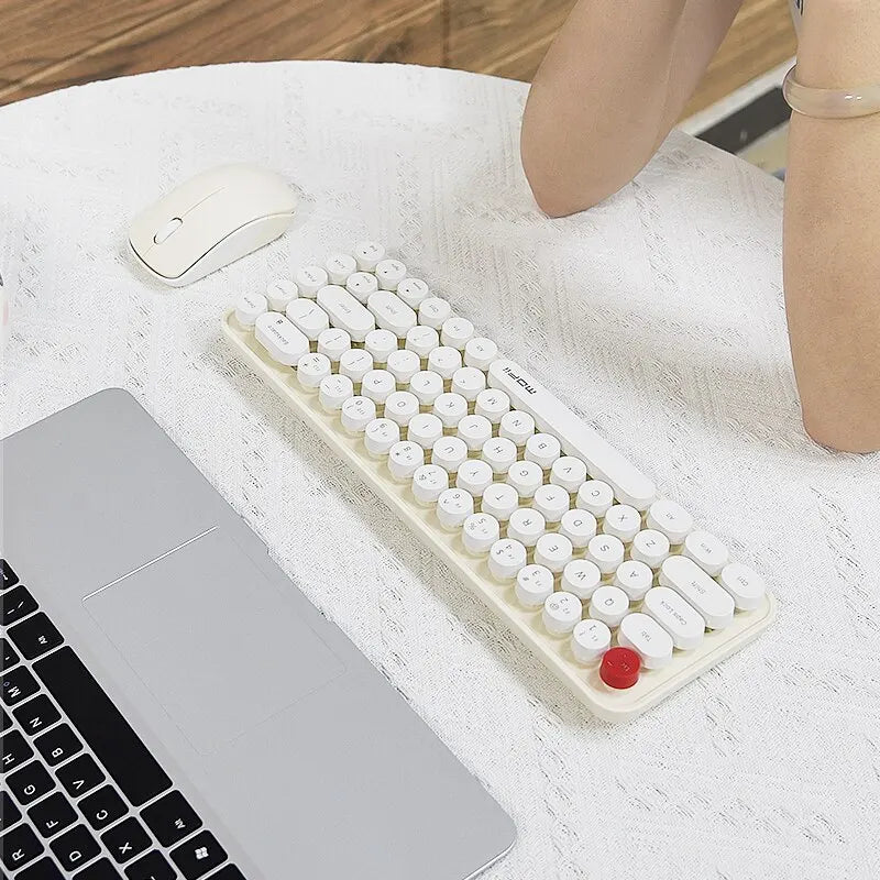 MOFII Wireless Keyboard and Mouse, Cute Colorful 68 Round Keycap