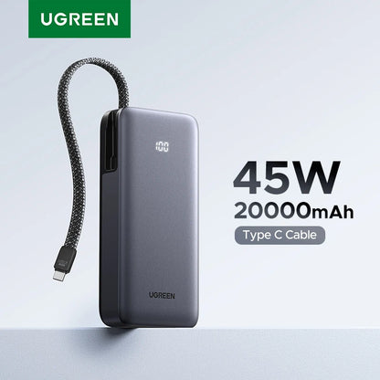 UGREEN 45W 20000mAh Built-in Type C Cable Power Bank