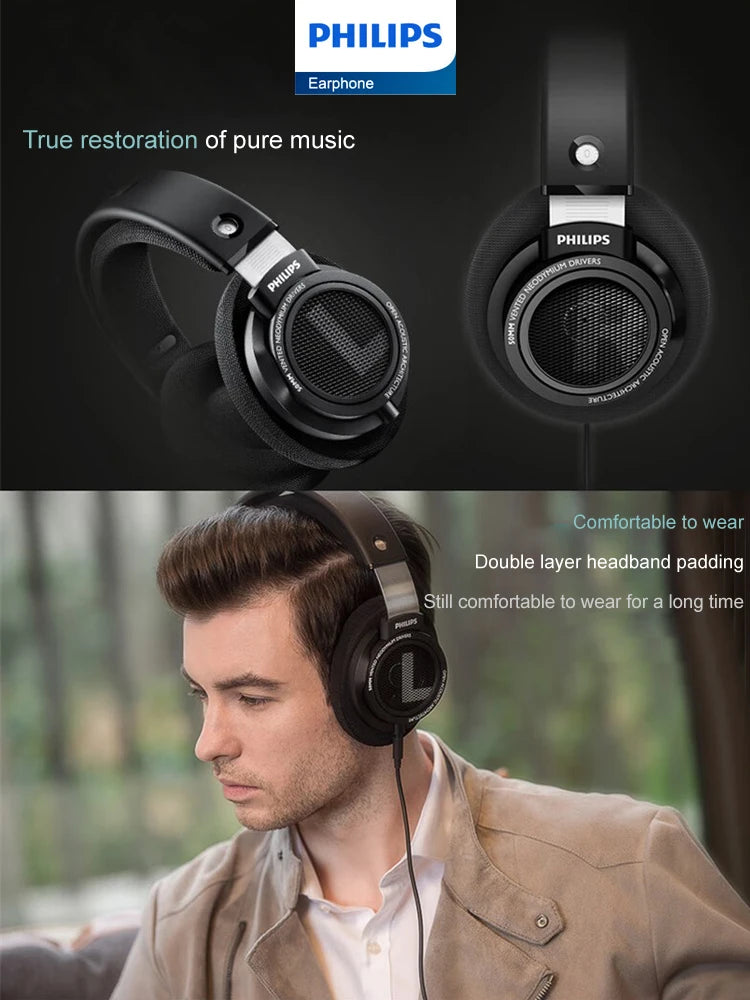 Philips Original SHP9500 Wired Headphones HiFi Stereo HD Mic