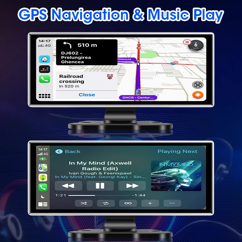 10/11.26 inch Dash Cam 4K Car DVR Wireless Carplay & Android Auto GPS