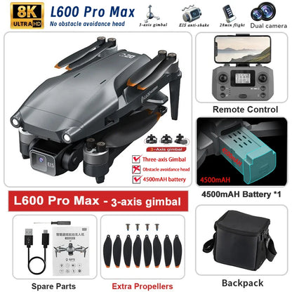 New L600 PRO MAX/PRO GPS Drone 5KM 4K Professional HD Dual Camera