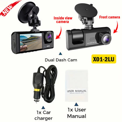 Triple Lens WiFi Dashcam 2/3 Channel Car Camera 1080P HD Video Recorder, Night Vision Car DVR with Wide Angle for Front and Rea