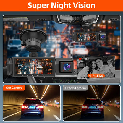 3 Cameraes Dash Cam 1080P Front and rear view camera