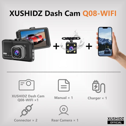 XUSHIDZ NEW 1080P HD Dash Camera Loop Recording Car Vehicle DVR