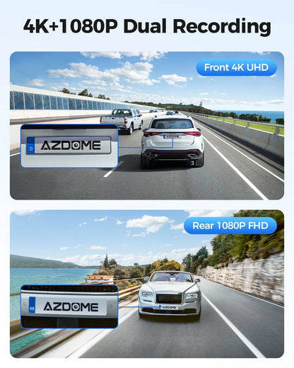 AZDOME M300S 4K Dash Cam Front and Rear, Built-in ADAS