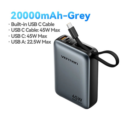 Vention CCC 45W 20000mAh Power Bank Fast Charging Portable