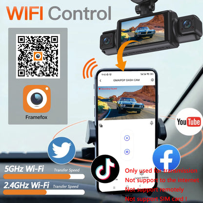 4Ch WiFi Dashcam car camera Black Box Driving DVR FHD 1080P