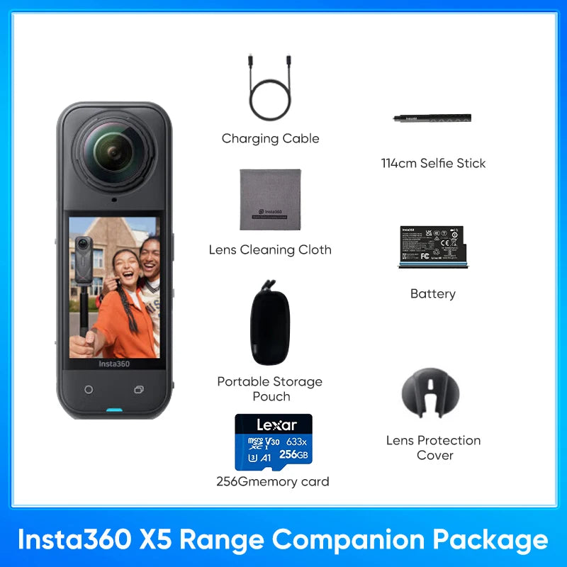 Insta360 X5 360 Action Camera 2025 New 8K 30fps Replaceable Lenses