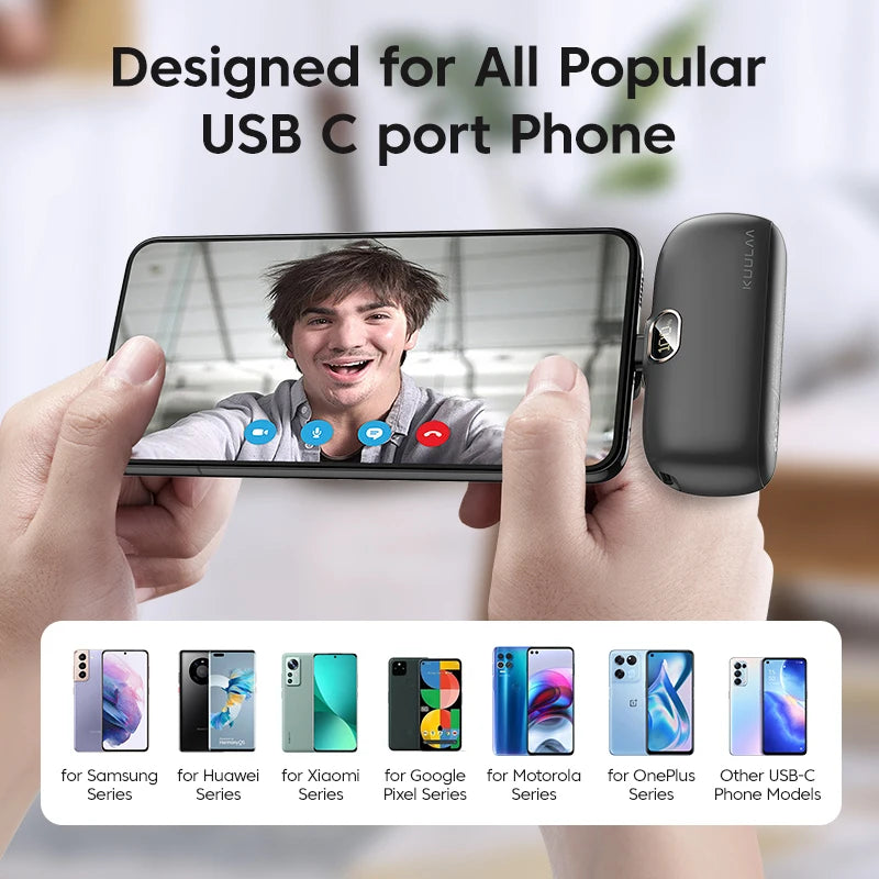 KUULAA Mini Power Bank 5000mAh Fast Charging Portable