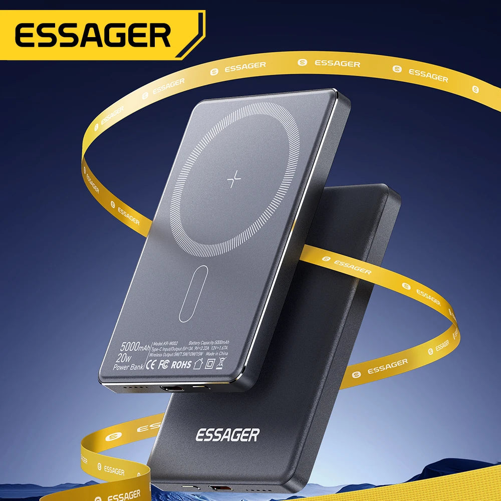 Essager Thin Wireless Power Bank Magnetic 20W 5000mAh Portable