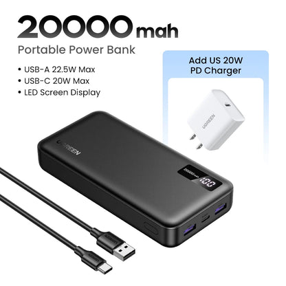 UGREEN 20000mAh PD 20W Power Bank Fast Charge Portable