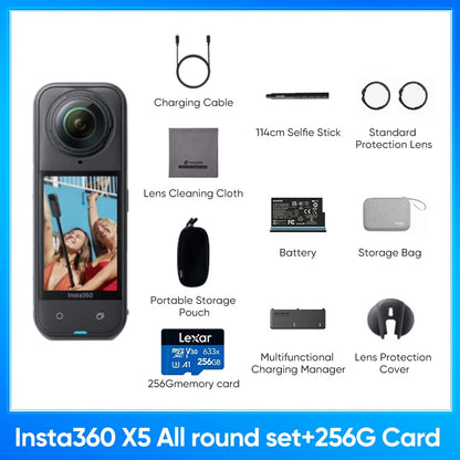 Insta360 X5 360 Action Camera 2025 New 8K 30fps Replaceable Lenses