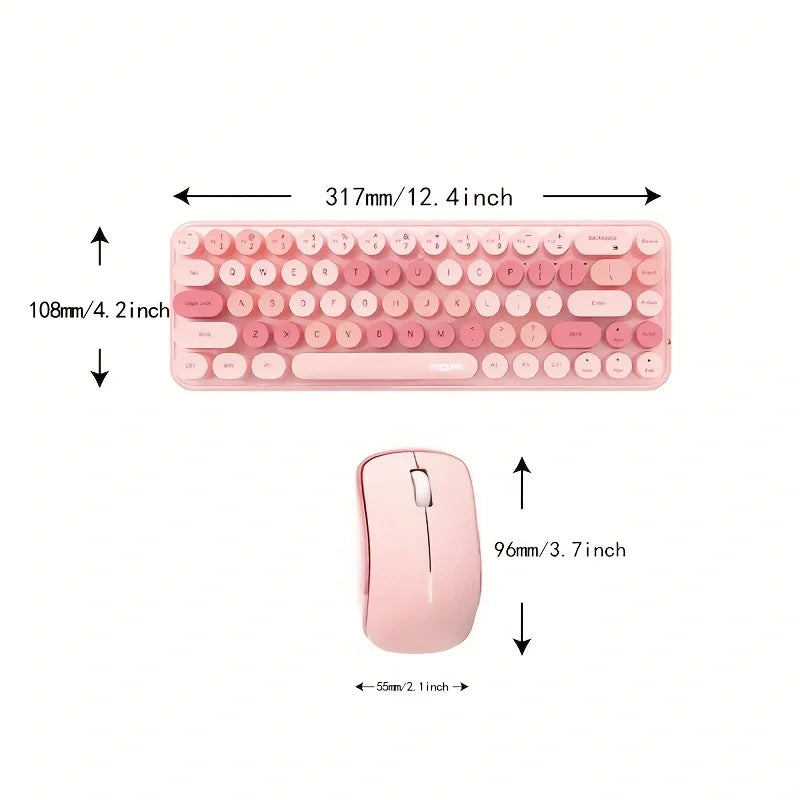 MOFII Wireless Keyboard and Mouse, Cute Colorful 68 Round Keycap