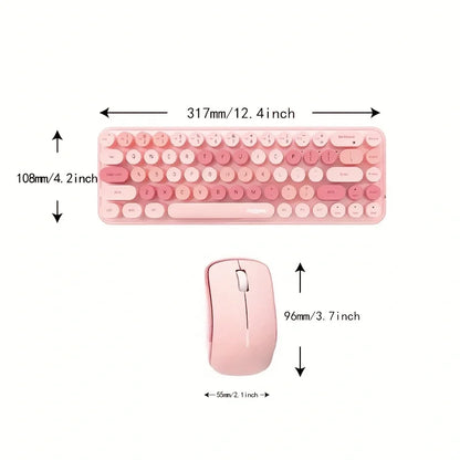 MOFII Wireless Keyboard and Mouse, Cute Colorful 68 Round Keycap