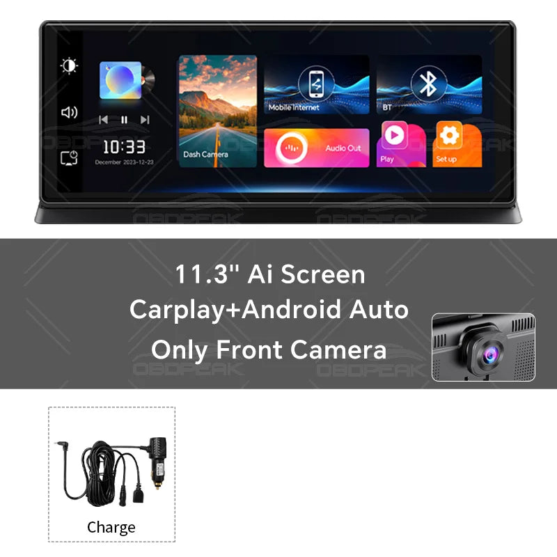 K2 Pro 11.3" Car DVR 4K Camera Wireless Carplay Android auto Ai Screen