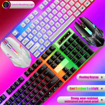 Rainbow Backlit Wired Keyboard and Mouse,Floating Keycap