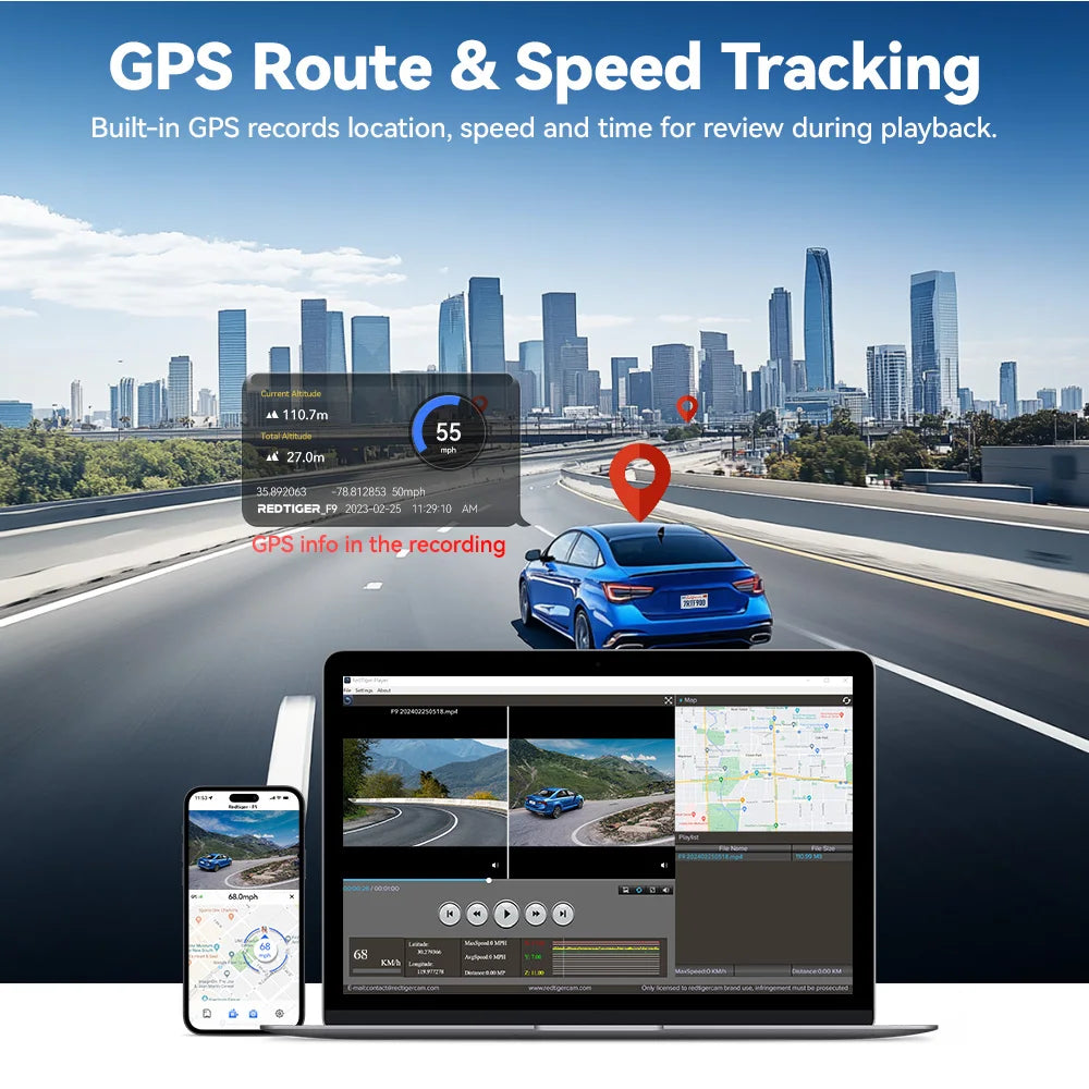 REDTIGER F9 Dash Cam 4K Front and Rear 5.8Hz WiFi GPS Car Camera