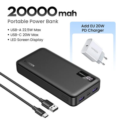 UGREEN 20000mAh PD 20W Power Bank Fast Charge Portable