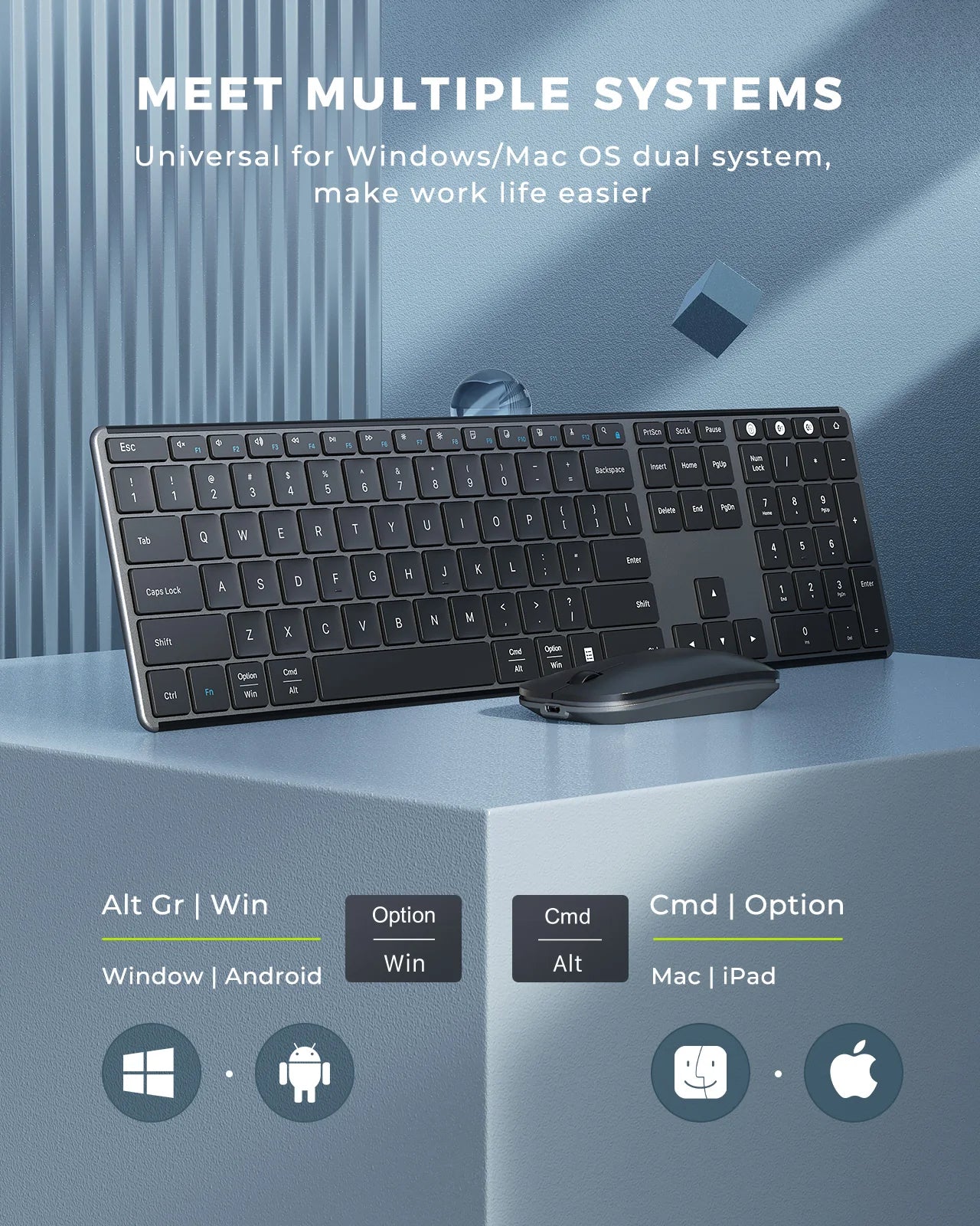 Seenda Wireless Bluetooth Keyboard and Mouse Combo